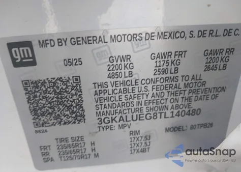 2026 GMC Terrain Awd Elevation from USA, damaged, VIN 3GKALUEG8TL140480